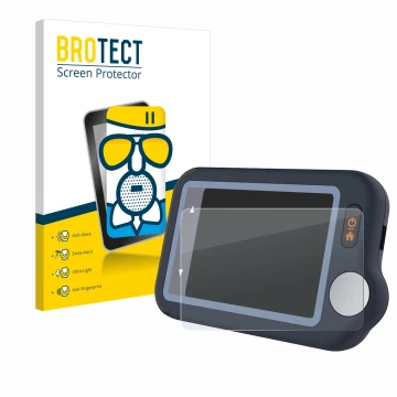 Parte frontal de un envase de producto con el logotipo de la marca BROTECT. Al lado se muestra el dispositivo Wellue Pulsebit 