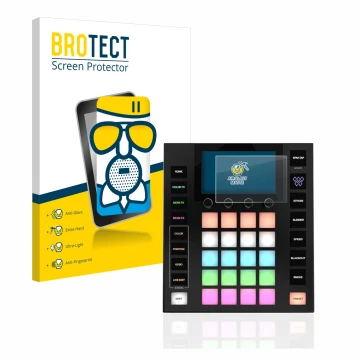 Parte frontal de un envase de producto con el logotipo de la marca BROTECT. Al lado se muestra el dispositivo Wolfmix W1 con s