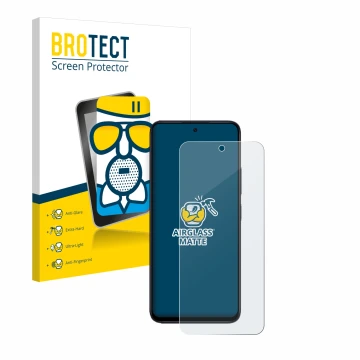 Parte frontal de un envase de producto con el logotipo de la marca BROTECT. Al lado se muestra el dispositivo Xiaomi Redmi 12 