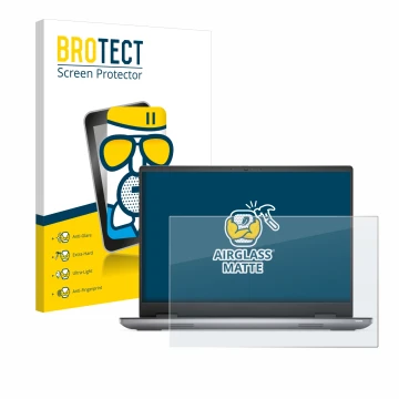 Parte frontal de un envase de producto con el logotipo de la marca BROTECT. Al lado se muestra el dispositivo Dell Precision 7