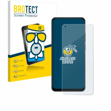 Parte frontal de un envase de producto con el logotipo de la marca BROTECT. Al lado se muestra el dispositivo Oppo A78 4G con 