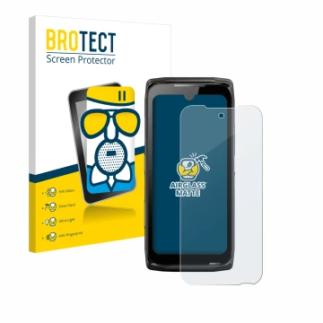 Parte frontal de un envase de producto con el logotipo de la marca BROTECT. Al lado se muestra el dispositivo Crosscall Core-Z