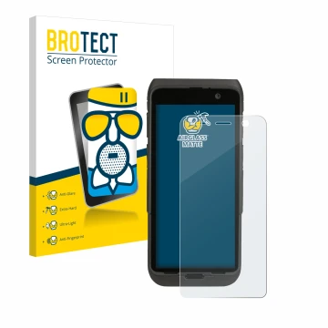 Parte frontal de un envase de producto con el logotipo de la marca BROTECT. Al lado se muestra el dispositivo Honeywell CT47 c