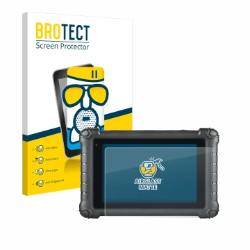 Parte frontal de un envase de producto con el logotipo de la marca BROTECT. Al lado se muestra el dispositivo Autel MaxiDAS DS