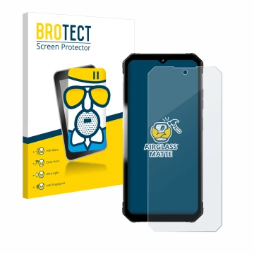 Parte frontal de un envase de producto con el logotipo de la marca BROTECT. Al lado se muestra el dispositivo Fossibot F102 co