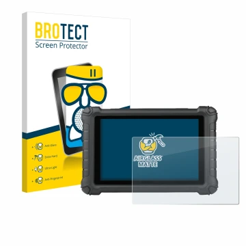 Parte frontal de un envase de producto con el logotipo de la marca BROTECT. Al lado se muestra el dispositivo Autel MX900c con