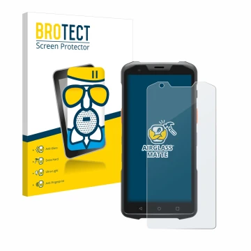 Parte frontal de un envase de producto con el logotipo de la marca BROTECT. Al lado se muestra el dispositivo Sunmi L2s Pro co