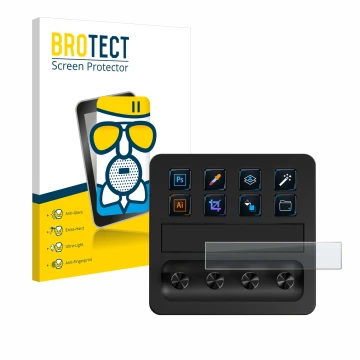 Parte frontal de un envase de producto con el logotipo de la marca BROTECT. Al lado se muestra el dispositivo Elgato Stream De