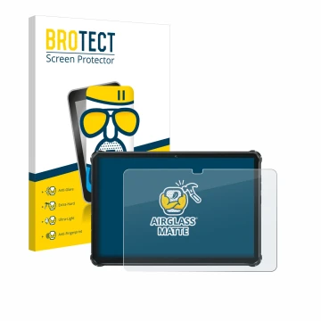 Parte frontal de un envase de producto con el logotipo de la marca BROTECT. Al lado se muestra el dispositivo Oukitel RT7 Tita