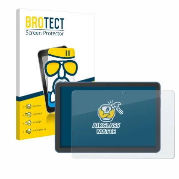 Parte frontal de un envase de producto con el logotipo de la marca BROTECT. Al lado se muestra el dispositivo Amazon Fire HD 1