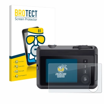 Parte frontal de un envase de producto con el logotipo de la marca BROTECT. Al lado se muestra el dispositivo Leica SOFORT 2 c