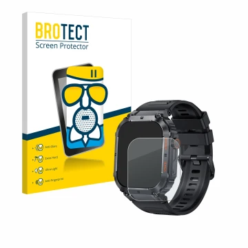 Parte frontal de un envase de producto con el logotipo de la marca BROTECT. Al lado se muestra el dispositivo GaWear K57PRO 1.