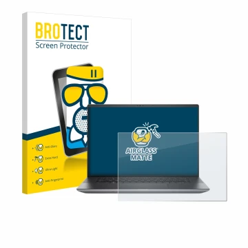 Parte frontal de un envase de producto con el logotipo de la marca BROTECT. Al lado se muestra el dispositivo Dell Precision 5