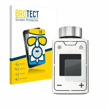 Parte frontal de un envase de producto con el logotipo de la marca BROTECT. Al lado se muestra el dispositivo AVM FRITZ!DECT 3