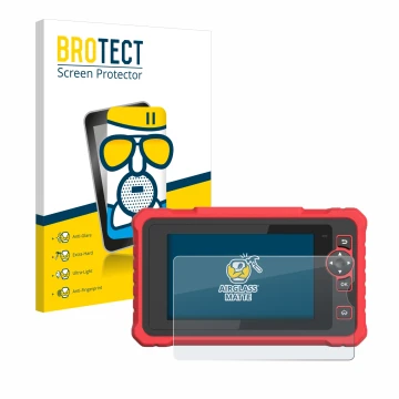 Parte frontal de un envase de producto con el logotipo de la marca BROTECT. Al lado se muestra el dispositivo Launch CRP 359 c