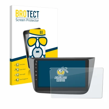 Parte frontal de un envase de producto con el logotipo de la marca BROTECT. Al lado se muestra el dispositivo Topway Android C