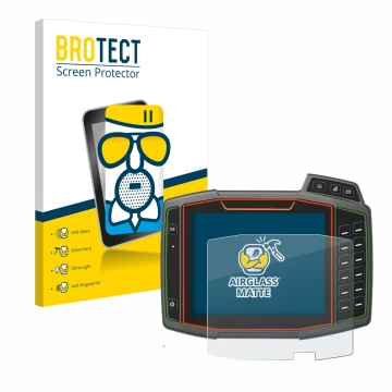 Parte frontal de un envase de producto con el logotipo de la marca BROTECT. Al lado se muestra el dispositivo Amazone AmaTron 