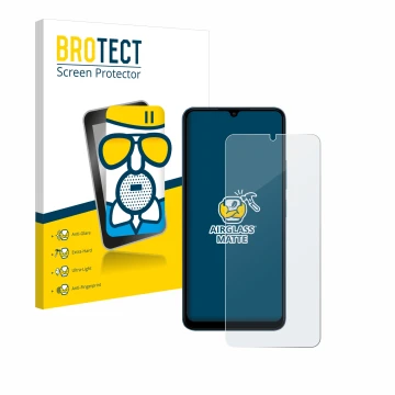 Parte frontal de un envase de producto con el logotipo de la marca BROTECT. Al lado se muestra el dispositivo Xiaomi Redmi 13C