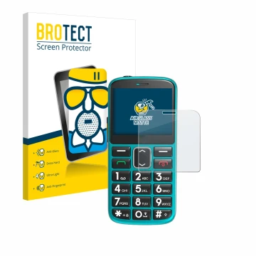 Parte frontal de un envase de producto con el logotipo de la marca BROTECT. Al lado se muestra el dispositivo Uleway Seniorenh