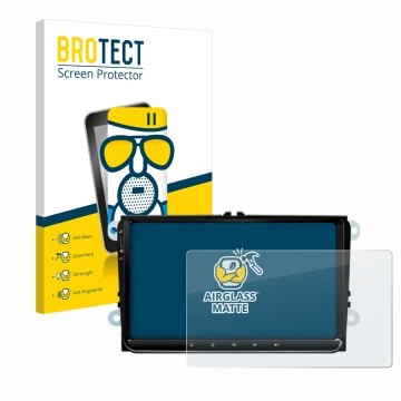 Parte frontal de un envase de producto con el logotipo de la marca BROTECT. Al lado se muestra el dispositivo Eonon 53 SE con 