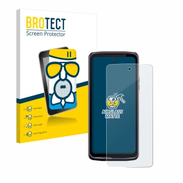 Parte frontal de un envase de producto con el logotipo de la marca BROTECT. Al lado se muestra el dispositivo Crosscall Stella