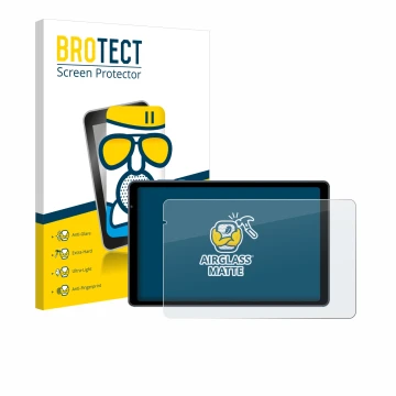 Parte frontal de un envase de producto con el logotipo de la marca BROTECT. Al lado se muestra el dispositivo Sebbe S22 10.1