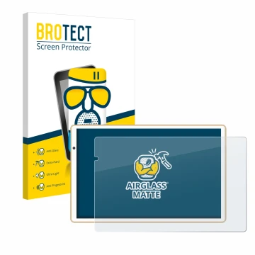 Parte frontal de un envase de producto con el logotipo de la marca BROTECT. Al lado se muestra el dispositivo Facetel Q3 con s