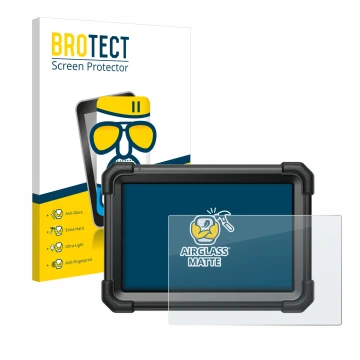 Parte frontal de un envase de producto con el logotipo de la marca BROTECT. Al lado se muestra el dispositivo Launch X-431 Pro