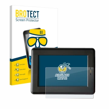 Parte frontal de un envase de producto con el logotipo de la marca BROTECT. Al lado se muestra el dispositivo XC Tracer Maxx I