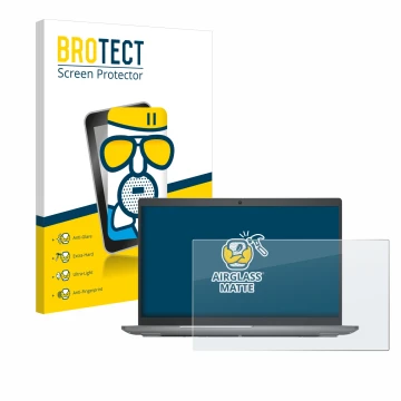 Parte frontal de un envase de producto con el logotipo de la marca BROTECT. Al lado se muestra el dispositivo Dell Latitude 55