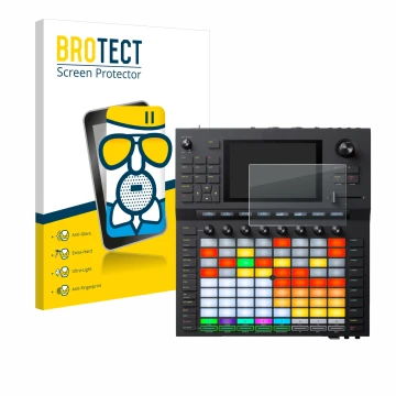 Parte frontal de un envase de producto con el logotipo de la marca BROTECT. Al lado se muestra el dispositivo Akai Force con s