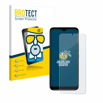 Parte frontal de un envase de producto con el logotipo de la marca BROTECT. Al lado se muestra el dispositivo Nokia C12 con su