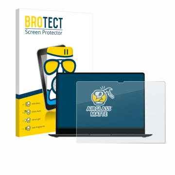 Parte frontal de un envase de producto con el logotipo de la marca BROTECT. Al lado se muestra el dispositivo Samsung Galaxy B