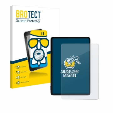 Parte frontal de un envase de producto con el logotipo de la marca BROTECT. Al lado se muestra el dispositivo Xiaomi Pad 6S Pr