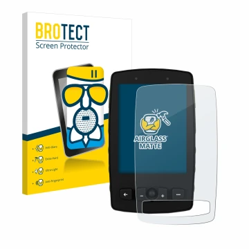 Parte frontal de un envase de producto con el logotipo de la marca BROTECT. Al lado se muestra el dispositivo TwoNav Aventura 