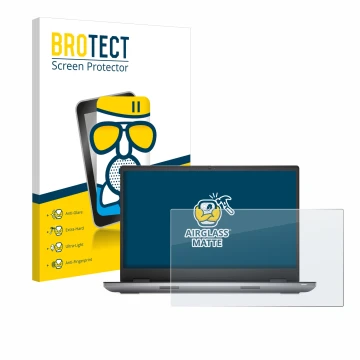 Parte frontal de un envase de producto con el logotipo de la marca BROTECT. Al lado se muestra el dispositivo Dell Precision 7