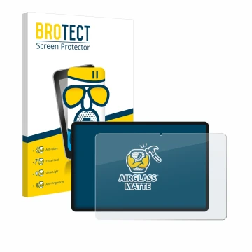 Parte frontal de un envase de producto con el logotipo de la marca BROTECT. Al lado se muestra el dispositivo Teclast P50 con 