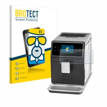 Parte frontal de un envase de producto con el logotipo de la marca BROTECT. Al lado se muestra el dispositivo WMF Perfection 8