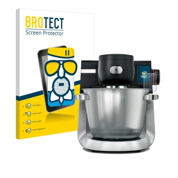 Parte frontal de un envase de producto con el logotipo de la marca BROTECT. Al lado se muestra el dispositivo Bosch MUM Serie 