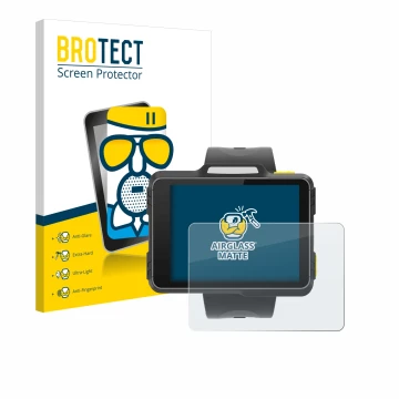 Parte frontal de un envase de producto con el logotipo de la marca BROTECT. Al lado se muestra el dispositivo Newland WD1 con 