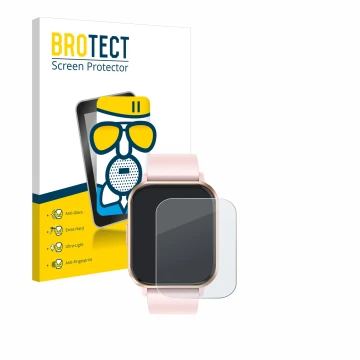 Parte frontal de un envase de producto con el logotipo de la marca BROTECT. Al lado se muestra el dispositivo walkbee Smartwat