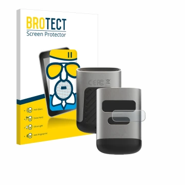 Parte frontal de un envase de producto con el logotipo de la marca BROTECT. Al lado se muestra el dispositivo Opticon OPN-6000