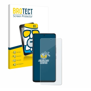 Parte frontal de un envase de producto con el logotipo de la marca BROTECT. Al lado se muestra el dispositivo Infinix GT 20 Pr