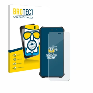 Parte frontal de un envase de producto con el logotipo de la marca BROTECT. Al lado se muestra el dispositivo Fossibot F101P c