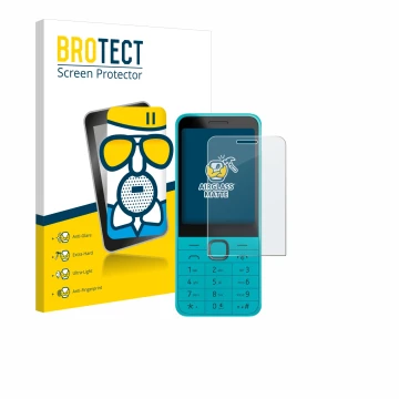 Parte frontal de un envase de producto con el logotipo de la marca BROTECT. Al lado se muestra el dispositivo Nokia 235 4G (20