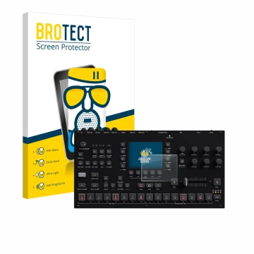 Parte frontal de un envase de producto con el logotipo de la marca BROTECT. Al lado se muestra el dispositivo Elektron Octatra