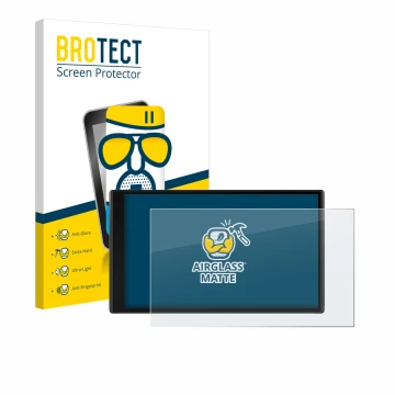 Parte frontal de un envase de producto con el logotipo de la marca BROTECT. Al lado se muestra el dispositivo Garmin CamperVan