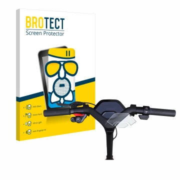 Parte frontal de un envase de producto con el logotipo de la marca BROTECT. Al lado se muestra el dispositivo Segway Ninebot P