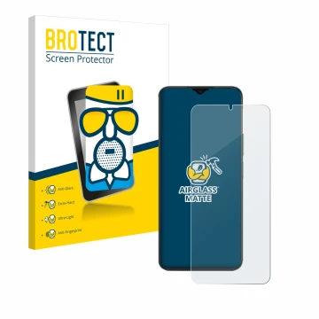 Parte frontal de un envase de producto con el logotipo de la marca BROTECT. Al lado se muestra el dispositivo Honor X6b con su