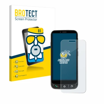 Parte frontal de un envase de producto con el logotipo de la marca BROTECT. Al lado se muestra el dispositivo SPC Zeus 4G Pro 